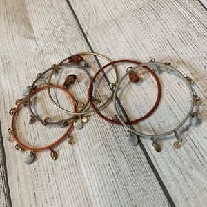 5 Bangle Bracelet Set with Gold Accents